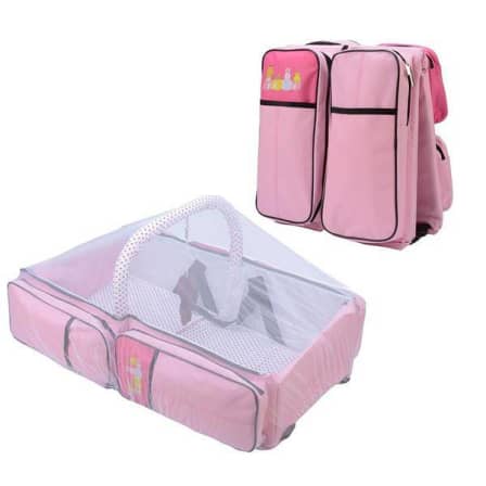2-in-1 Baby Bed And Bag With Net - Pink