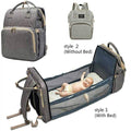 Portable Folding Crib Mommy Bag Bed Backpack - Purple